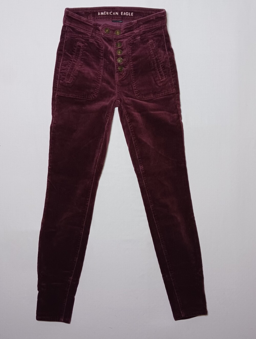 American Eagle Womens Super Stretch Hi Rise Corduroy Jegging 00 Button Fly 24X29